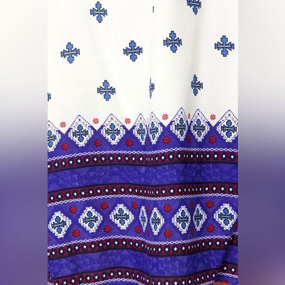 Lulu’s Dee Elle Aegean Islands White & Blue Printed Halter Mini Dress XS - Picture 6 of 6